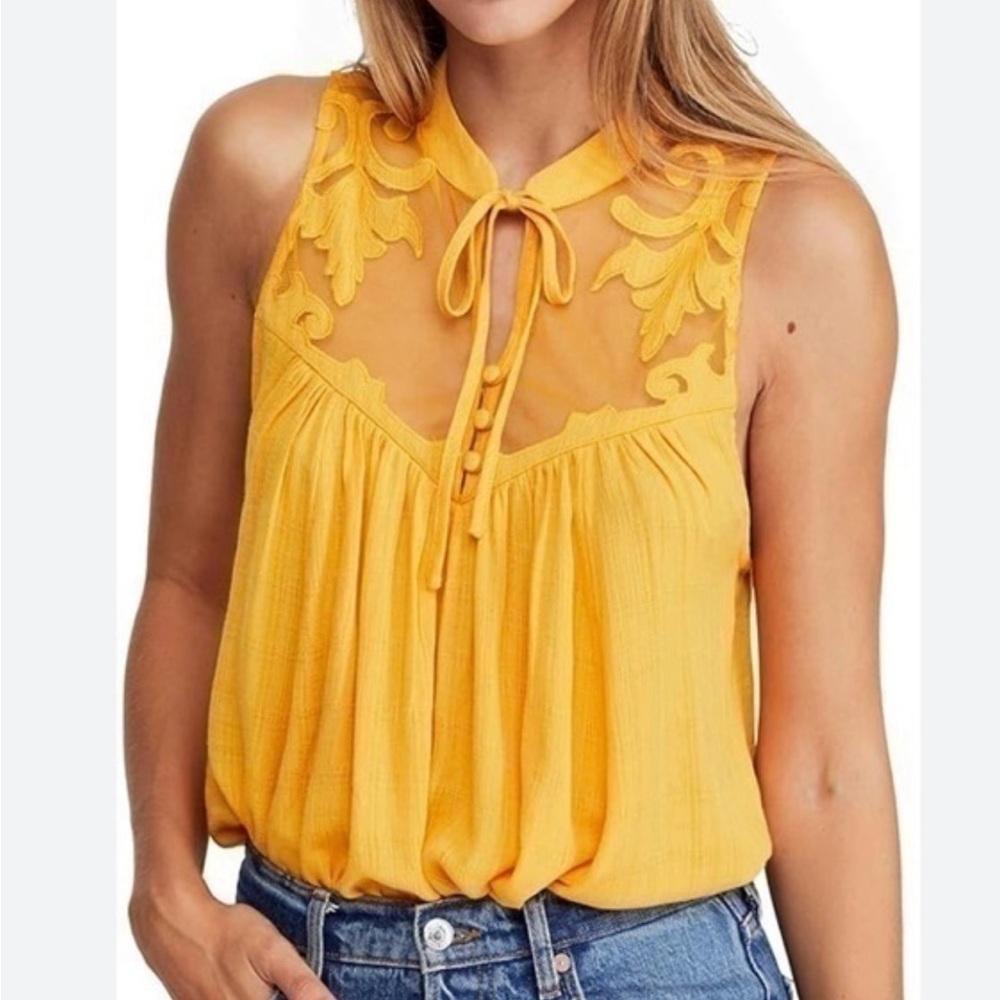 Free People Crosshatch Mesh Tank Top Small